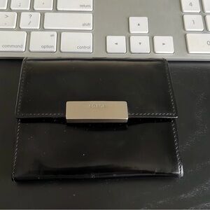Prada patent leather card holder unisex